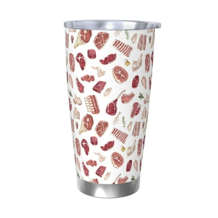 

Fuzoiu Different Meat Print 20oz Tumbler Stainless Steel Vacuum Insulated Car Cup Insulated Coffee Mug Travel Mug with Lid Thermal Cup for Outdoor-Without Straw