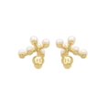 thumbnail image 2 of Rachel Koen 14K Yellow Gold Tiny Freshwater Pearl Cross Stud Earrings, 2 of 3