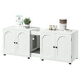 thumbnail image 1 of Extra Large Double Cat Litter Box Enclosure for 2 Cats - Hidden Cat Furniture with Rattan-Style Doors - Spacious Storage - Multi-Functional Cat Washroom Table - End Table TV Stand, 1 of 7