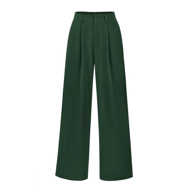 Pantalones PRETTYGARDEN Palazzo Mujer Tiro Alto Pierna Ancha Verde Oscuro M