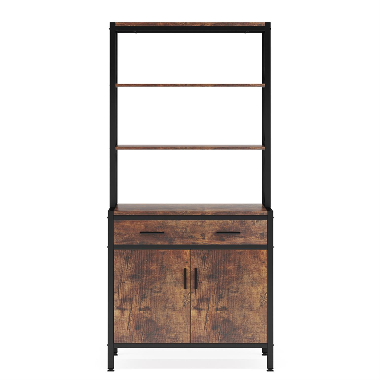 Demi Bonn 68"dustrial Bookshelf, 4-Tier Etagere Bookcase with Drawer and Cabinet for Bedroom, Living Room, Brown