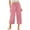 Pink, variant on ShomPort Cotton Linen Capri Pants with Pockets for Women Summer Casual Drawstring Elastic Waist Wide Leg Pants