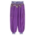 thumbnail image 5 of inhzoy Women's Belly Dance Pants Halloween Carnival Costume Indian Dance Harem Pants Baggy Arabic Purple One Size, 5 of 7