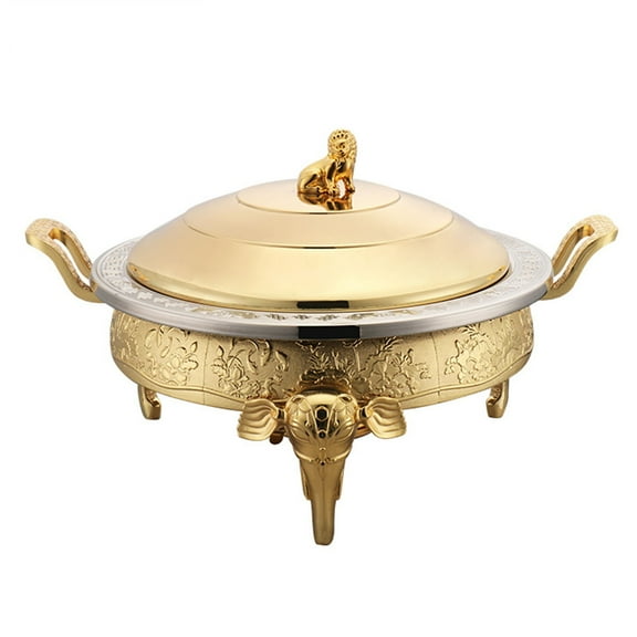 Stainless steel chafing dish, gourmet dish, round food warmer with lid, heating container, soup warmer, professional set for potlucks, parties, weddings, dinners, hotels, buffets