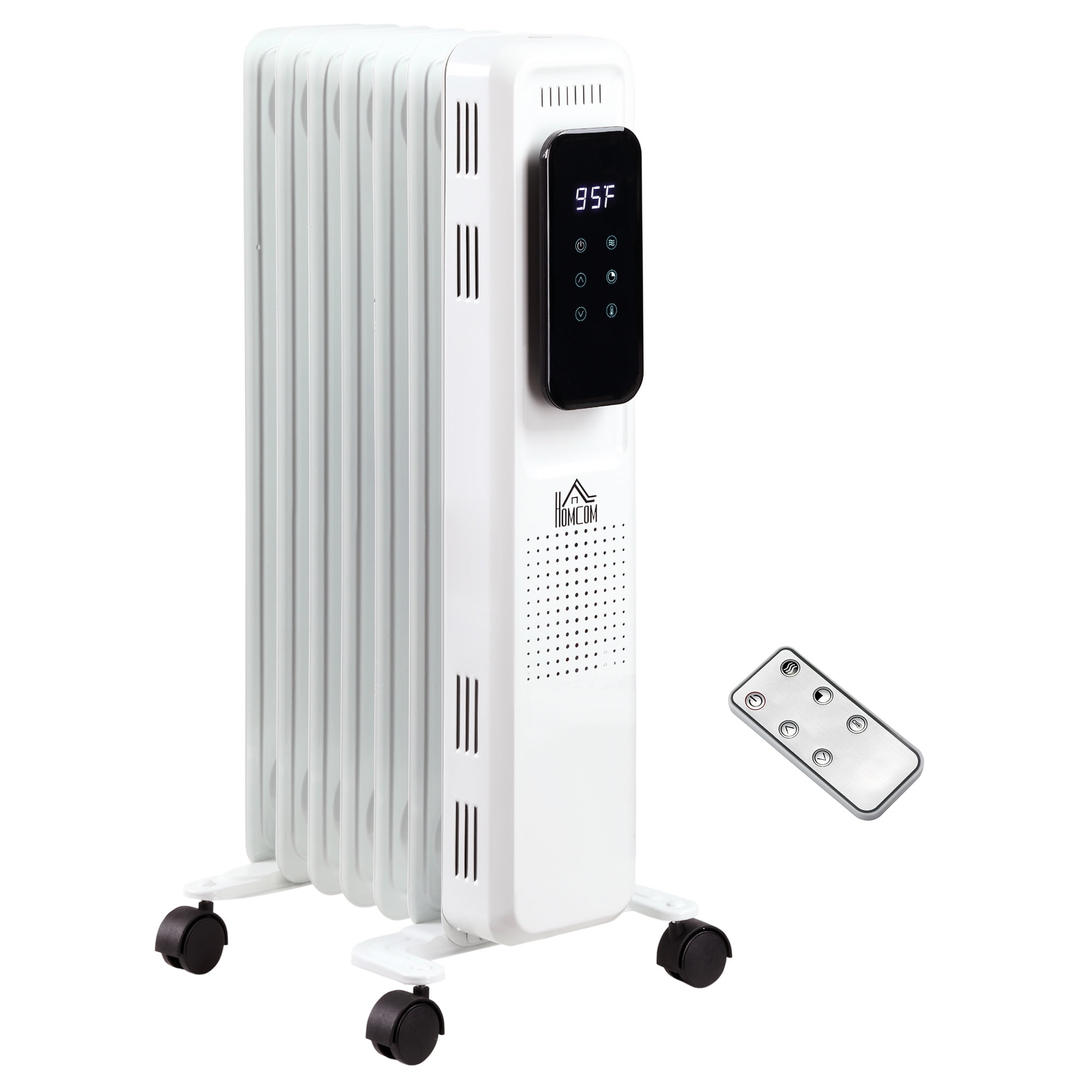 HOMCOM Electric Space Heater, Freestanding 161 Sq. Ft. Heater with 3 Modes,  Timer, and Remote, 600/900/1500 W, White - Walmart.com