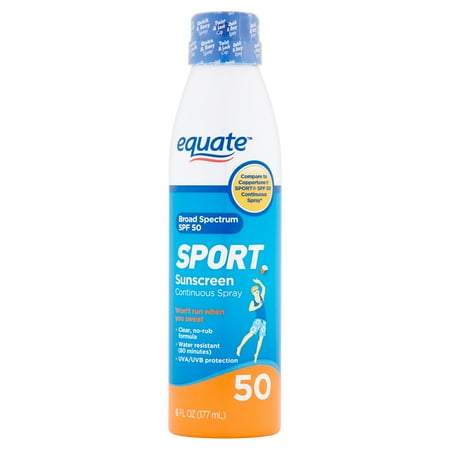 Equate Sport Sunscreen Continuous Spray Broad Spectrum SPF 50, 6 fl oz