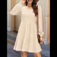 thumbnail image 4 of Vestido Estilo Babydoll Informal de Otoño con Cuello Cuadrado y Larga para Mujer Albaricoque M, 4 of 8