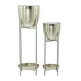 thumbnail image 6 of CosmoLiving by Cosmopolitan 32", 24"H Silver Metal Planter with Removable Stand (2 Count), 6 of 9