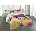 thumbnail image 2 of Ambesonne Abstract Quilted Coverlet 3 Pcs, Geometric Horse Animal, King Size, Cream Pink Purple, 2 of 4