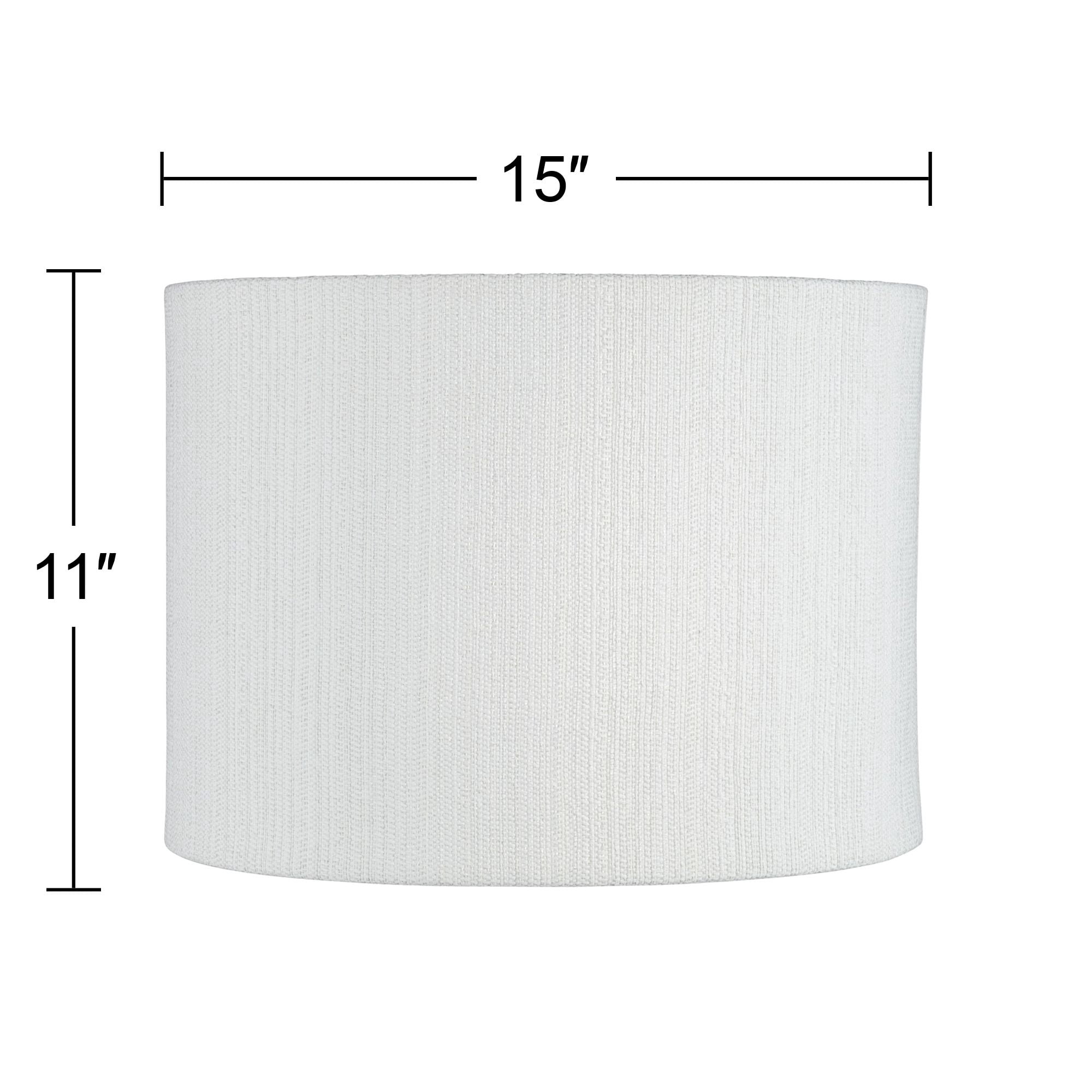 Springcrest White Plastic Weave Medium Drum Lamp Shade 15" Top x 15" Bottom x 11" High (Spider) Replacement with Harp and Finial
