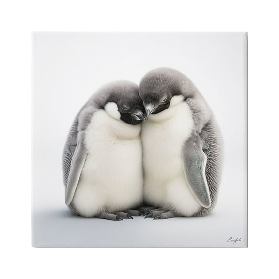 Stupell Industries Cuddling Penguin Duo Animals & Insects Painting Gallery Wrapped Canvas Art Print Wall Art, 17 x 17