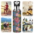 thumbnail image 7 of Yayeee 20oz Insulated Water Bottle Double Wall Stainless Steel with Flip Straw Lid, Vibrant Blooming Flowers, 7 of 7