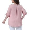 thumbnail image 4 of DARING DIVA Women's Plus Crew Neck Lace Crochet Short Sleeve Blouse 4X Light Pink, 4 of 6
