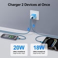 thumbnail image 3 of PD & QC Dual Port Type C Charger Block Fast Wall Charger with 2Pcs 6FT Braided Cable, Power Adapter Compatible with iPhone 17/16/15 Pro Max iPad Pro Galaxy S26 Android, Blue, 3 of 7