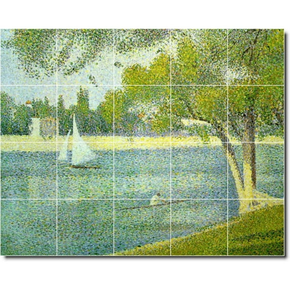 Ceramic Tile Mural-Georges Seurat Waterfront Painting 203. 40" w x 32" h using (20) 8 x 8 ceramic tiles