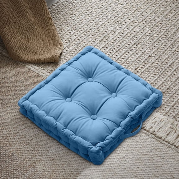 Floor Cushion,Floor Pillow,Thick Floor Seating Cushions,Solid Thick Tufted Cushion Meditation Pillow for Sitting on Floor,Tatami Pad for Guests or Kids Reading Nook(Sky Blue 18*18IN)