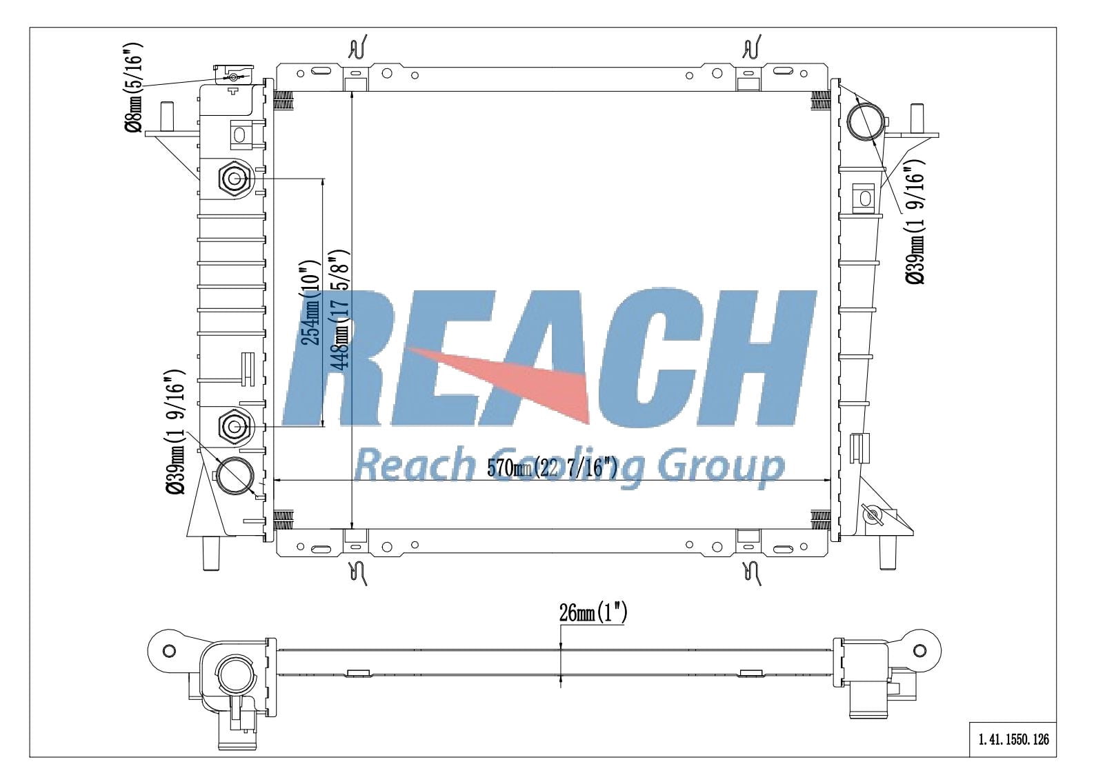 REACH Radiator 41-1550 for 97-94 Ford Thunderbird; 97-94 Mercury Cougar