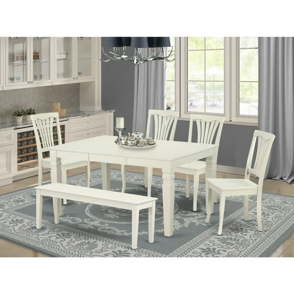 Farmhouse Dining Set - 6 Rectangular Table & 4 Chairs   Bench - 42/60 Inch