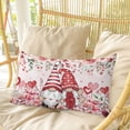 thumbnail image 4 of Pink Valentine's Day Pillow Covers, Linen Long Throw Pillow Case, Spring Floral Romance Roses Gnomes Holiday Pillow Protector Decorative Cushion Cover for Living Room/Bedroom 12" x 20", 4 of 8