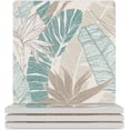 thumbnail image 2 of GZHJMY Square Drink Coasters, 1 Pcs Tropical Summer Palm Tree and Banana Leaves Absorbent Ceramic Coffee Coasters for Drinks with Cork Base Housewarming Gift for Home Decor, 2 of 6