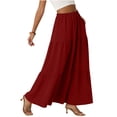 thumbnail image 2 of Nuoqisi Women's Summer Solid Color High Waist Flowy Pleated Maxi Skirt with Pockets - Casual Long Skirt, 2 of 7