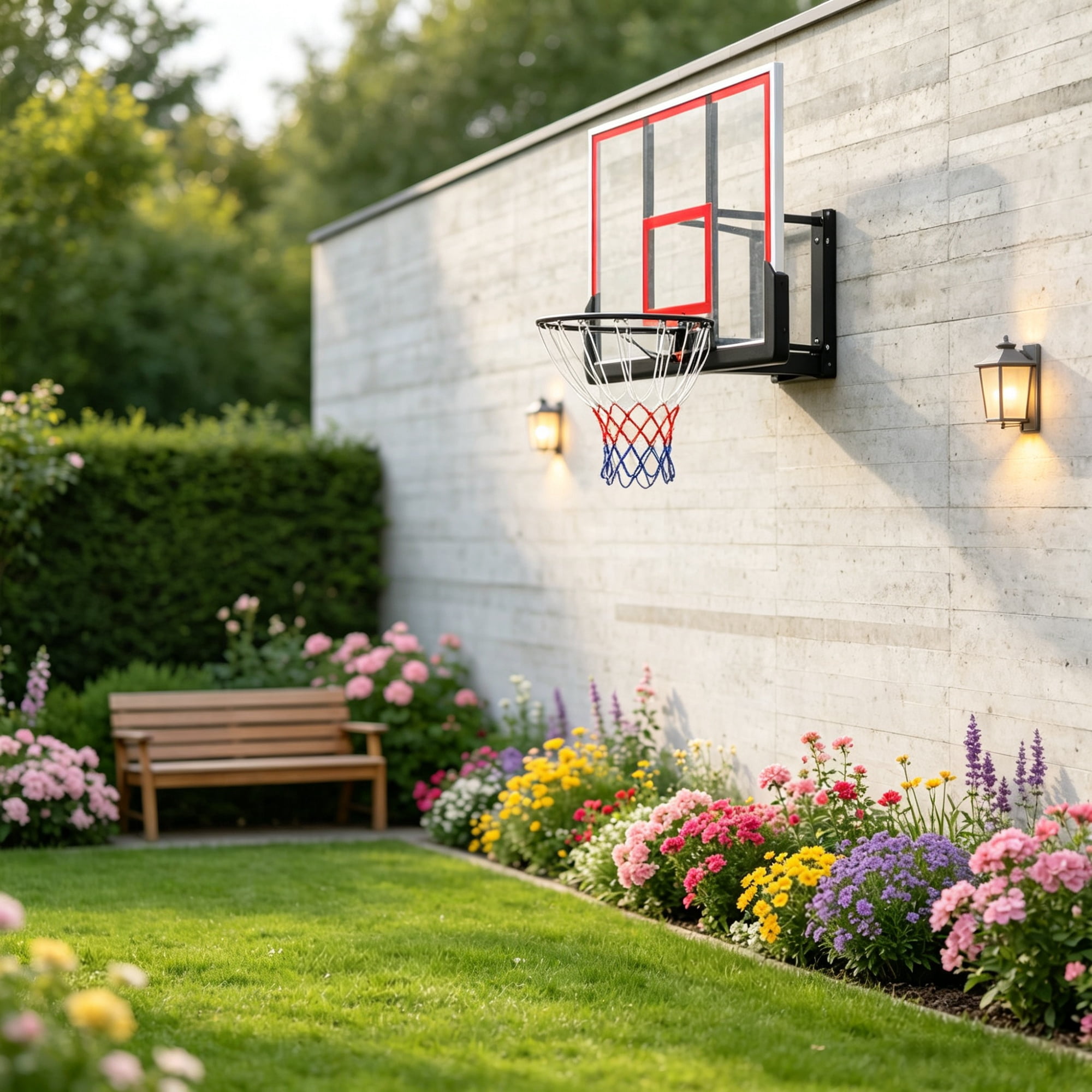 Wall Mount Basketball Hoop with Shatterproof Backboard and Steel Rim