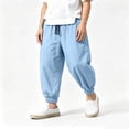 thumbnail image 2 of Boys Harem Jogger Pants Lightweight Loose Fit Sweatpants Elastic Cuff Breathable Summer Bottoms 2-14 Years, 2 of 5