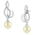 thumbnail image 1 of Alamode TS382 Women Rhodium 925 Sterling Silver Earrings with Synthetic in White, 1 of 1