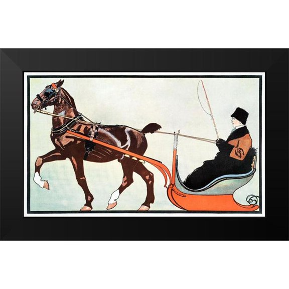 Penfield, Edward 18x12 Black Modern Framed Museum Art Print Titled - Man in Carriage