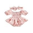 thumbnail image 1 of EIMELI Tenue de Pâques pour Nouveau-Né Filles Bébé Robe Bunny Barboteuse Smockée Vêtements de Pâques, 1 of 8
