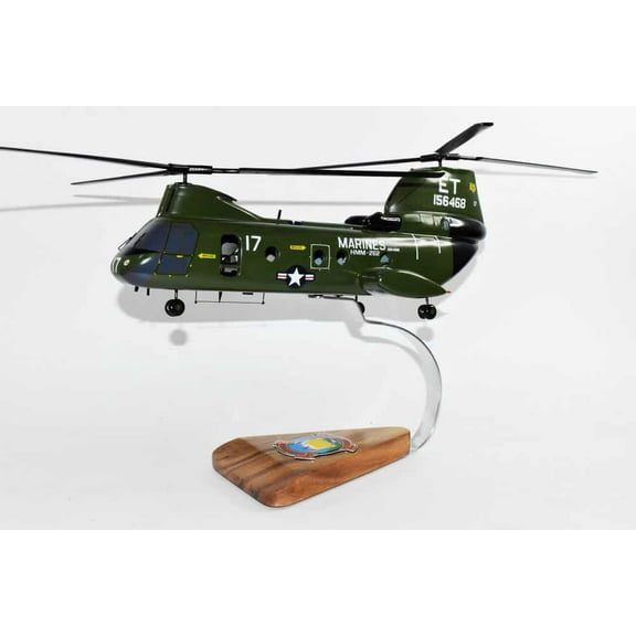 HMM-262 Flying Tigers (156468) CH-46 model, 1/38 (14") Scale, Mahogany, Phrog