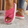 thumbnail image 5 of Mepaouo Platform Slippers for Women Corduroy Crossbands Open Toe Slides Indoor Outdoor House Bedroom Shoes, 5 of 9