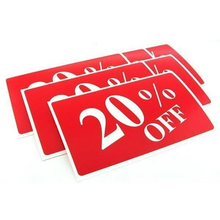 Plastic Display Showcase - 6 20% Off Display Signs Showcase Window Sale Message
