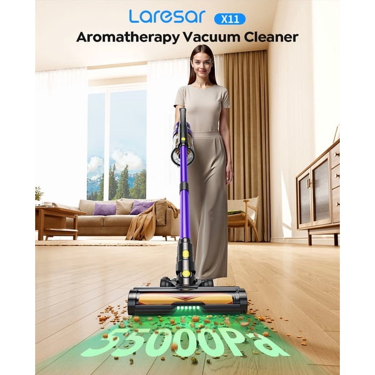 Yusuke 掃除機 ダークグレー・ゴールド 550W Laresar Cordless Vacuum, 550W 55Kpa Suction, Green Laser Brush