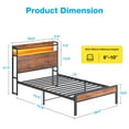 thumbnail image 3 of Casacomoda Twin Bed Frames, Storage Headboard with Charging Station, RGB Light Strips, Solid and Stable, Noise Free, No Box Spring Needed, Easy Assembly, Rustic Brown, 3 of 7
