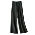 thumbnail image 2 of WREESH Womens Wide Leg Pants Solid Summer Casual Elastic Waist Buckle Cotton Linen Pocket Trousers Black, 2 of 5