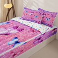 thumbnail image 3 of Erosebridal Pink Purple Glitter Butterfly Zipper Queen Comforter Set with Fitted Sheet and 2 Pillowcases,Shiny Sparkle Insect Zipper Bedding Set For Girls,Colorful Stars Reversible,4pcs, 3 of 7