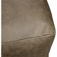 thumbnail image 3 of Java Pouf 22" Upholstered in Genuine Leather in Gray and Contrast Stitching, 3 of 7