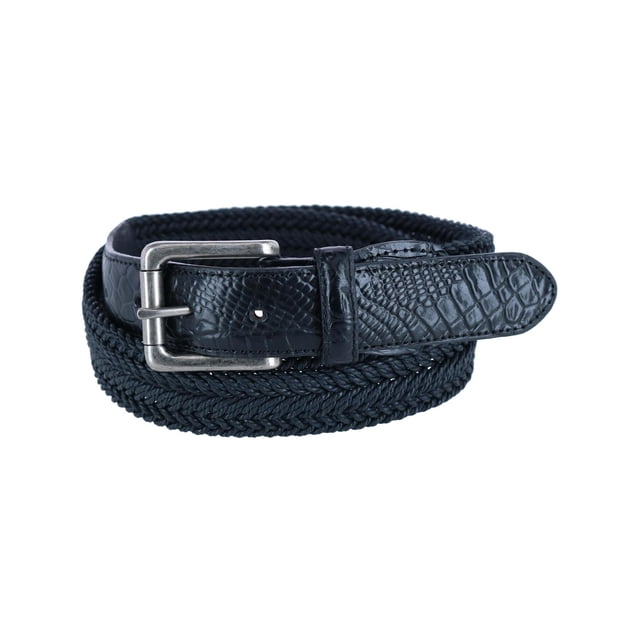 CTM® Ceinture Tressée Cirée avec Extrémités à Imprimé Croco (Grande Taille pour Hommes)