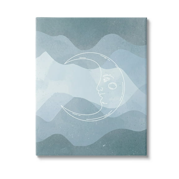 Stupell Industries Blue Astral Moon Landscape Painting Gallery Wrapped Canvas Art Print Wall Art, 16 x 20