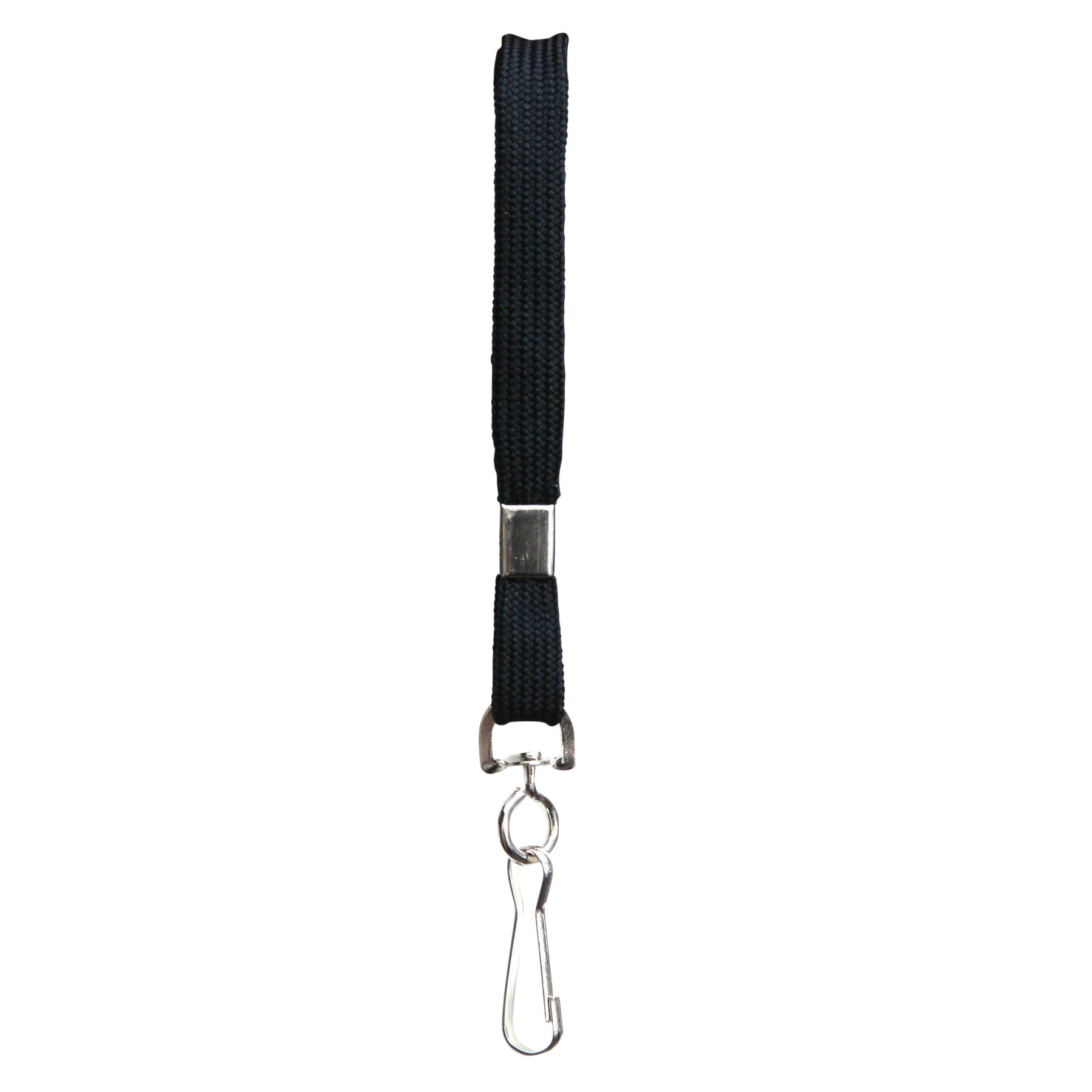 SICURIX Flat Lanyard with J Hook, Black, Pack of 100