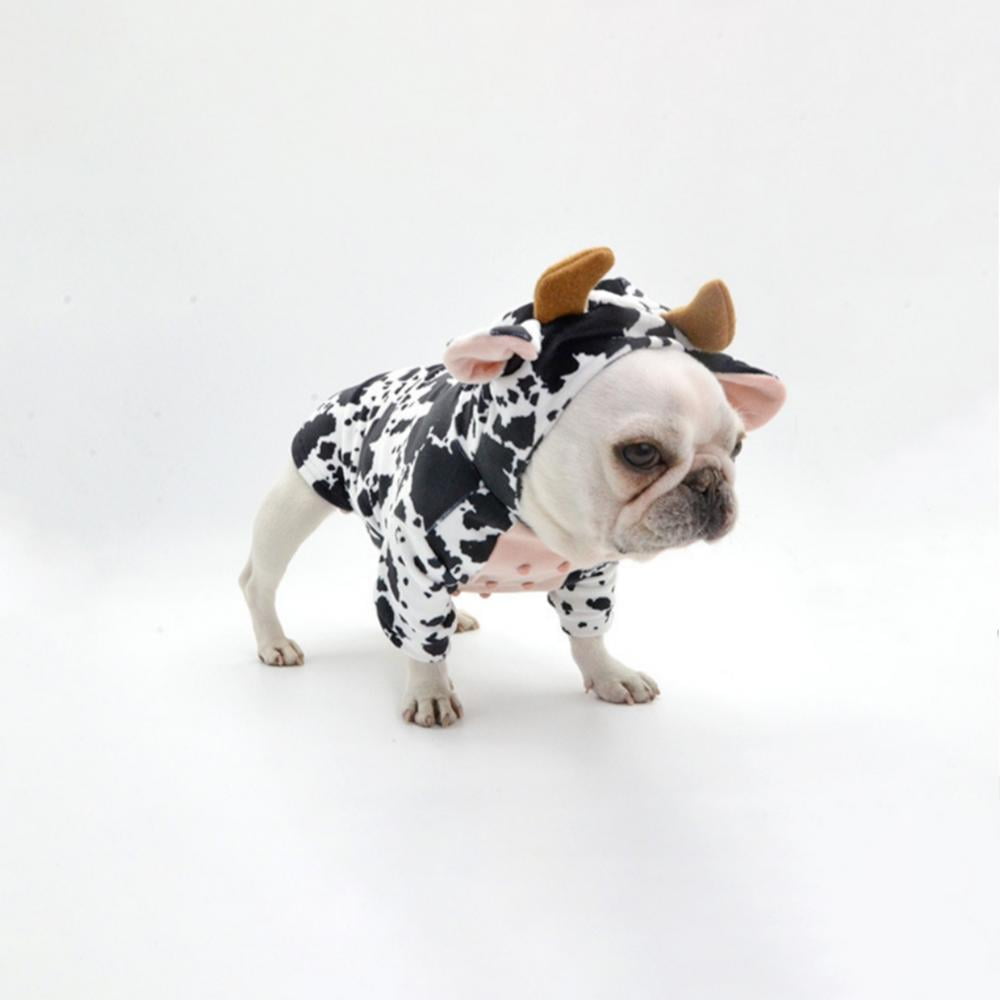 Coppthinktu Dog Cow Costume Adorable Halloween Dog Costumes Cow Style Hoodie Soft and Comfortable Jumpsuits for Small Dog 