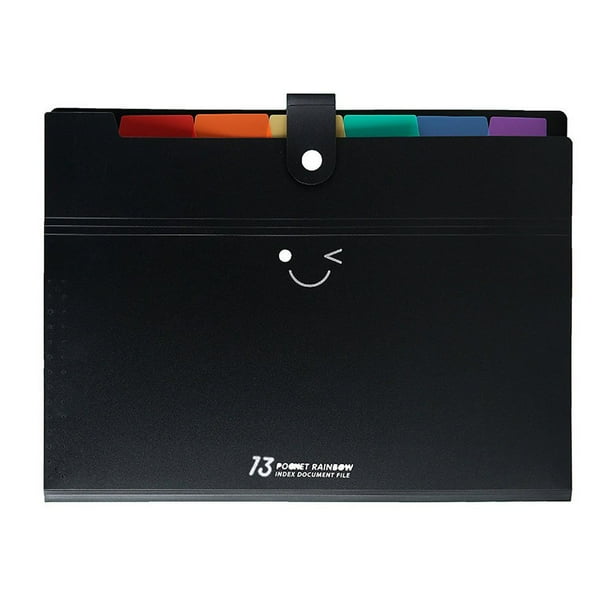 13 Pockets Accordion File Folder Rainbow Color Plastic File Jackets for