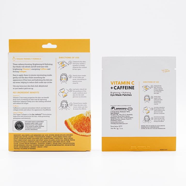 By Nature Brightening Under-Eye Masks, Vitamin C & Caffeine, 5 Pairs photo 2