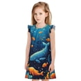 thumbnail image 1 of Fotbe Whimsical Underwater Fantasy Vestido de Dormir para Niñas de 3 a 10 Años, Mangas Cortas, Estilo Princesa, Pijama Camisón con Mangas Voladas-X-Large, 1 of 6