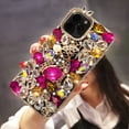 thumbnail image 2 of Étui Compatible avec iPhone 13 Pro max, 3D Fait Main Luxe Brillant Cristal Paillettes Strass Gemmes Étui Rigide Transparente PC (Violet), 2 of 3