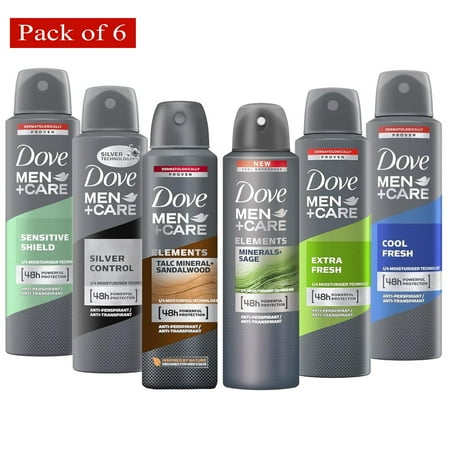 Dove Men+ Care Dry Spray Antiperspirant Deodorant 150 mL, Each 5 Fl Oz (Pack of 6) Total 30 Fl Oz (Scents May Vary)