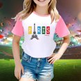 thumbnail image 2 of Toddler Girls Summer Tops Tees Fashion Games Printed Raglan Short Sleeved Loose Fit T Shirt Daily Spring Shirts For Kid 2-3 T, 2 of 4