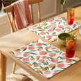 thumbnail image 4 of Peaches Watercolor Placemats Set&nbsp;of&nbsp;6 Pink Fruit Green Leaf Gradient Abstract Heat Insulation Washable Place Mats, Rustic Non-Slip Table Mats for Dining Table Party Kitchen Decor,13x19 Inch, 4 of 9