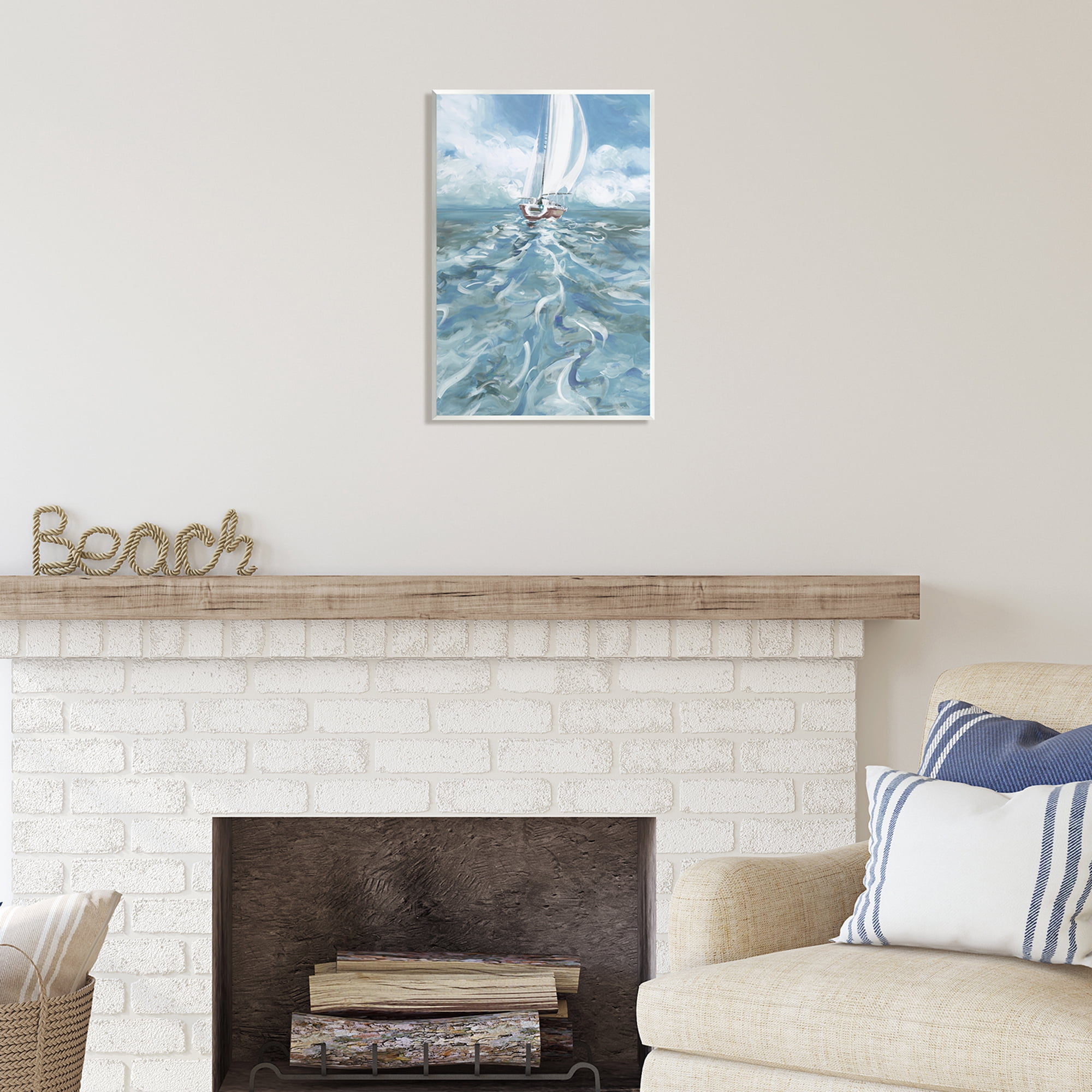 Stupell Industries Boat Waves Wake Painting Transportation Painting Unframed Art Print Wall Art, 13 x 19